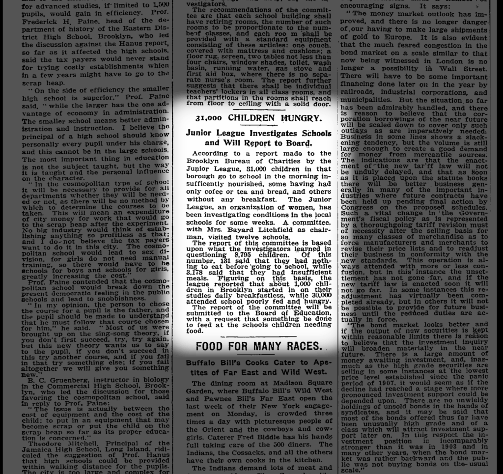 The League provides a model for free lunches in public schools